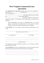 Commercial Lease Agreement Template - West Virginia