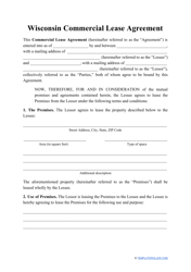 &quot;Commercial Lease Agreement Template&quot; - Wisconsin