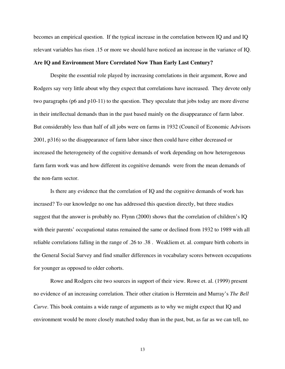 The Iq Paradox: Still Resolved - William T. Dickens, the Brookings Institution, Page 13