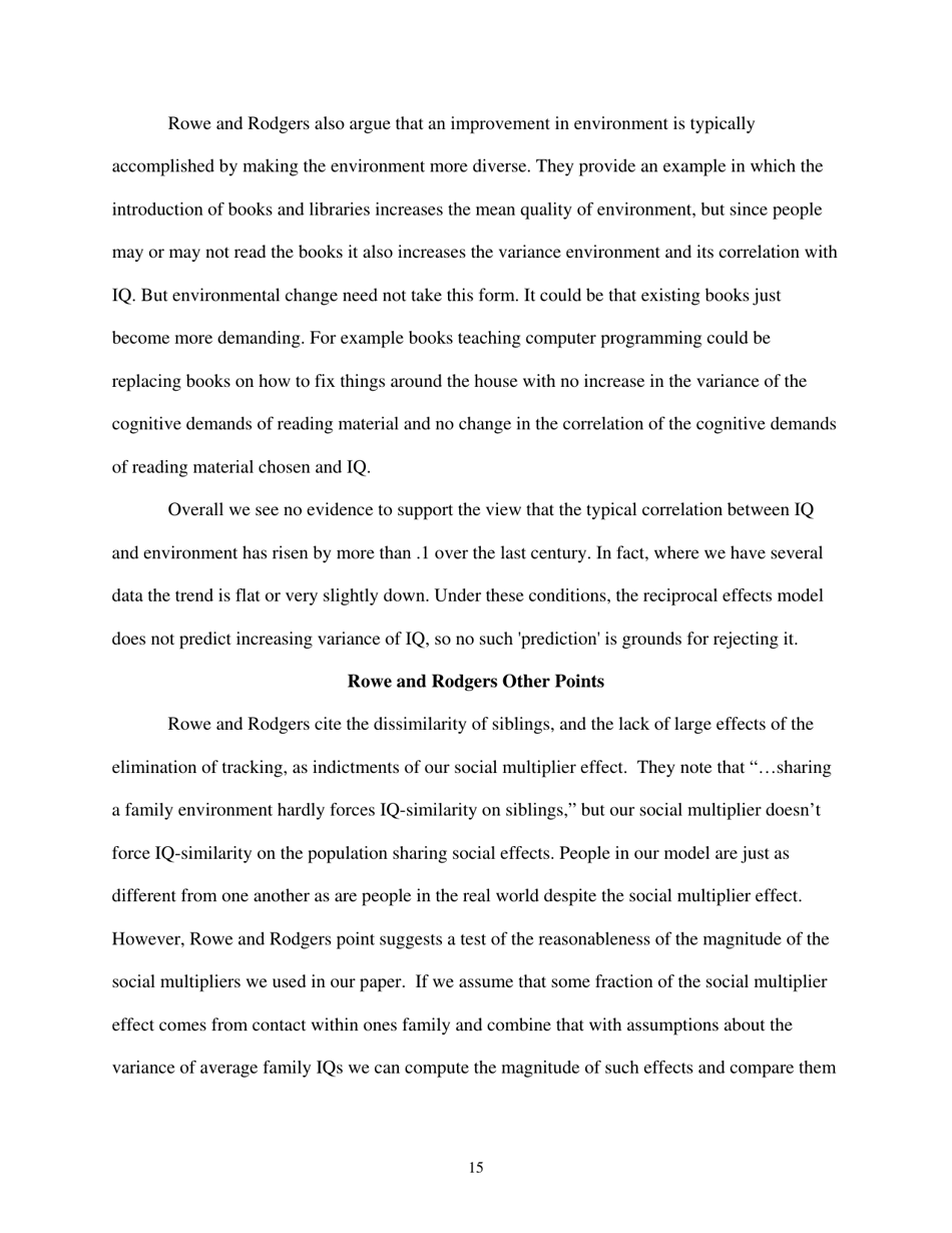 The Iq Paradox: Still Resolved - William T. Dickens, the Brookings Institution, Page 15