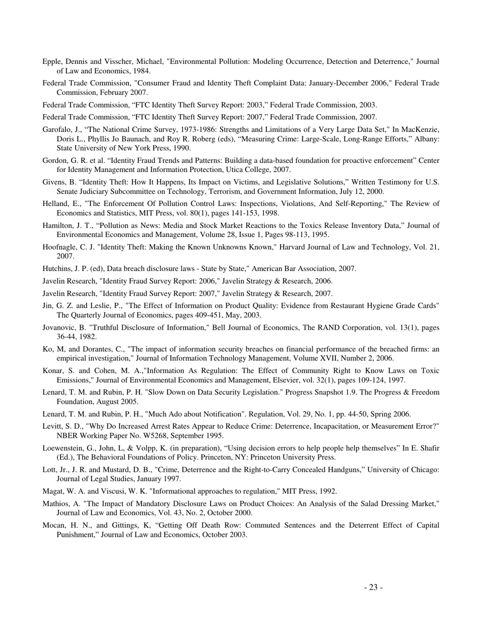 Do Data Breach Disclosure Laws Reduce Identity Theft? - Sasha Romanosky, Heinz First Research Paper, Page 23