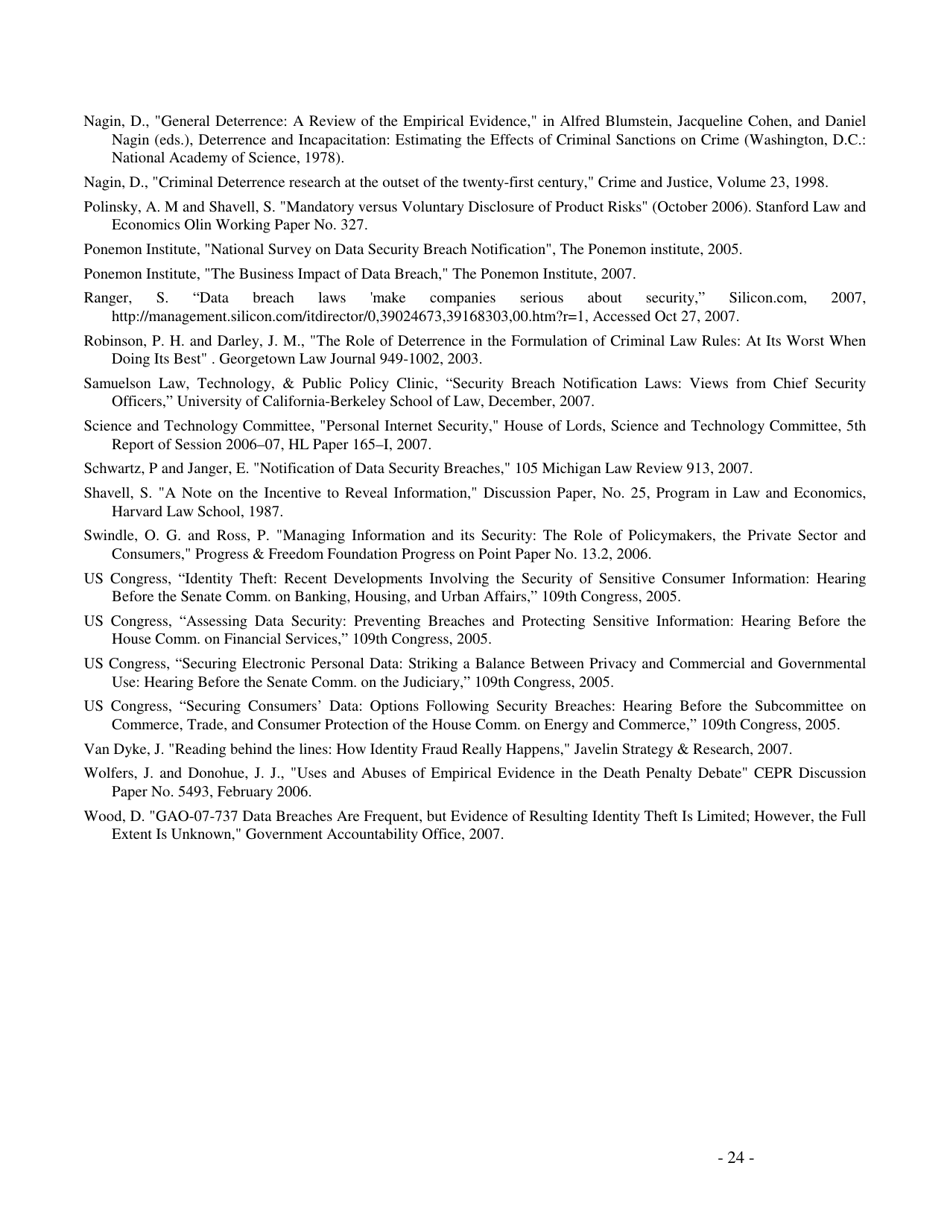 Do Data Breach Disclosure Laws Reduce Identity Theft? - Sasha Romanosky, Heinz First Research Paper, Page 24
