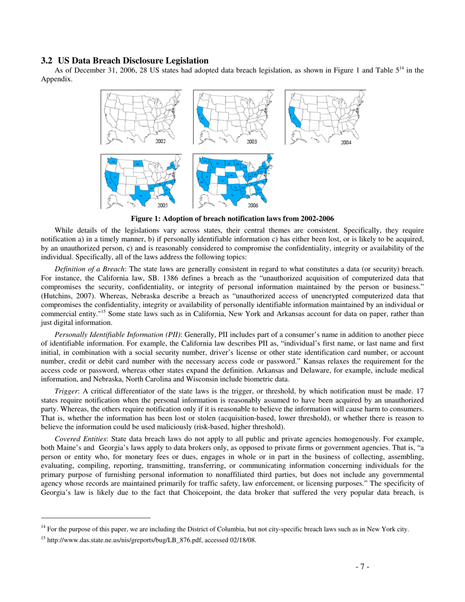 Do Data Breach Disclosure Laws Reduce Identity Theft? - Sasha Romanosky, Heinz First Research Paper, Page 7