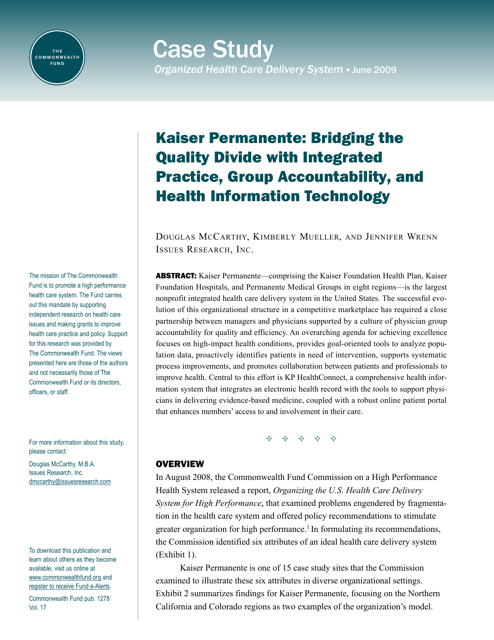 Kaiser Permanente Case Study - the Commonwealth Fund