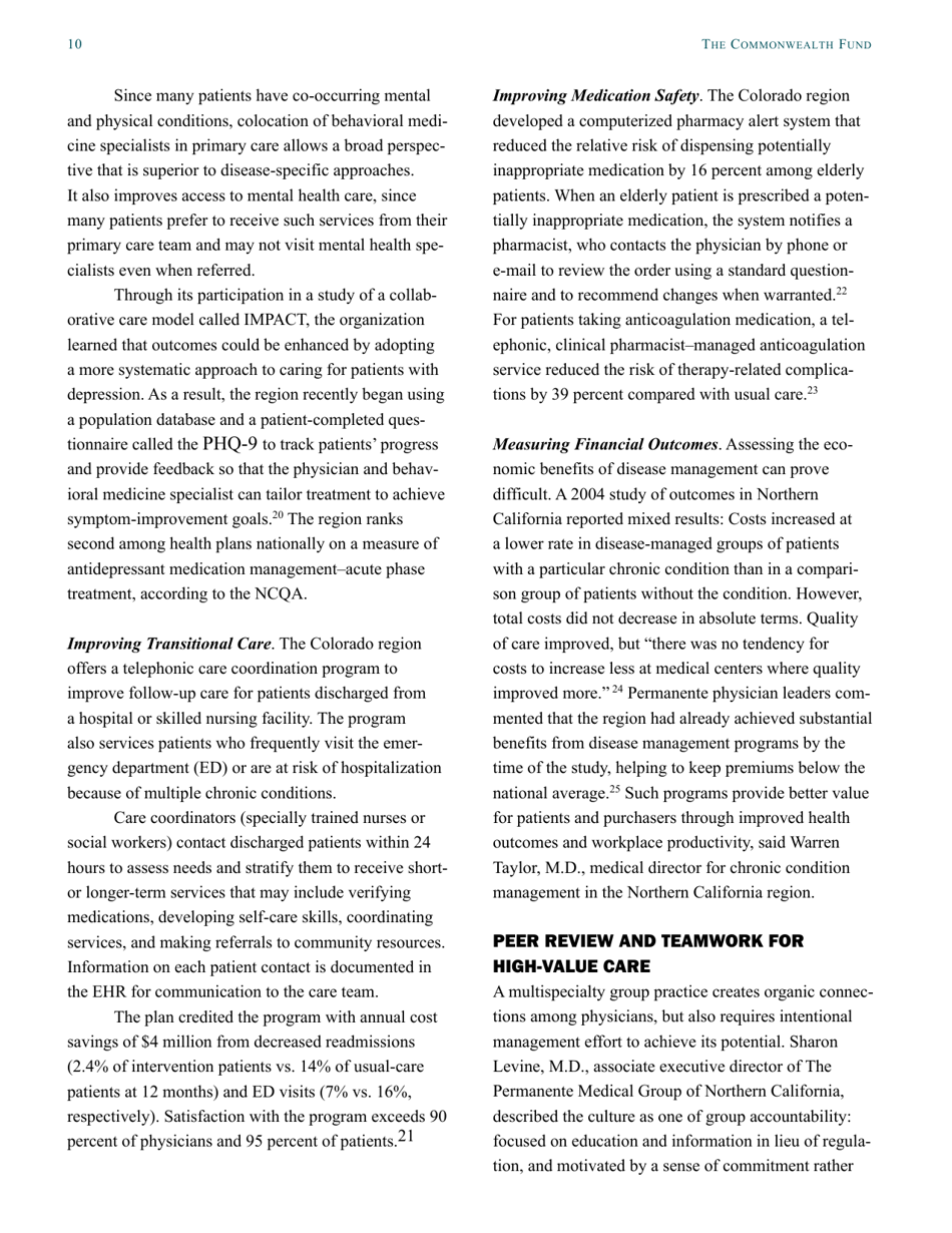 Kaiser Permanente Case Study - the Commonwealth Fund, Page 10