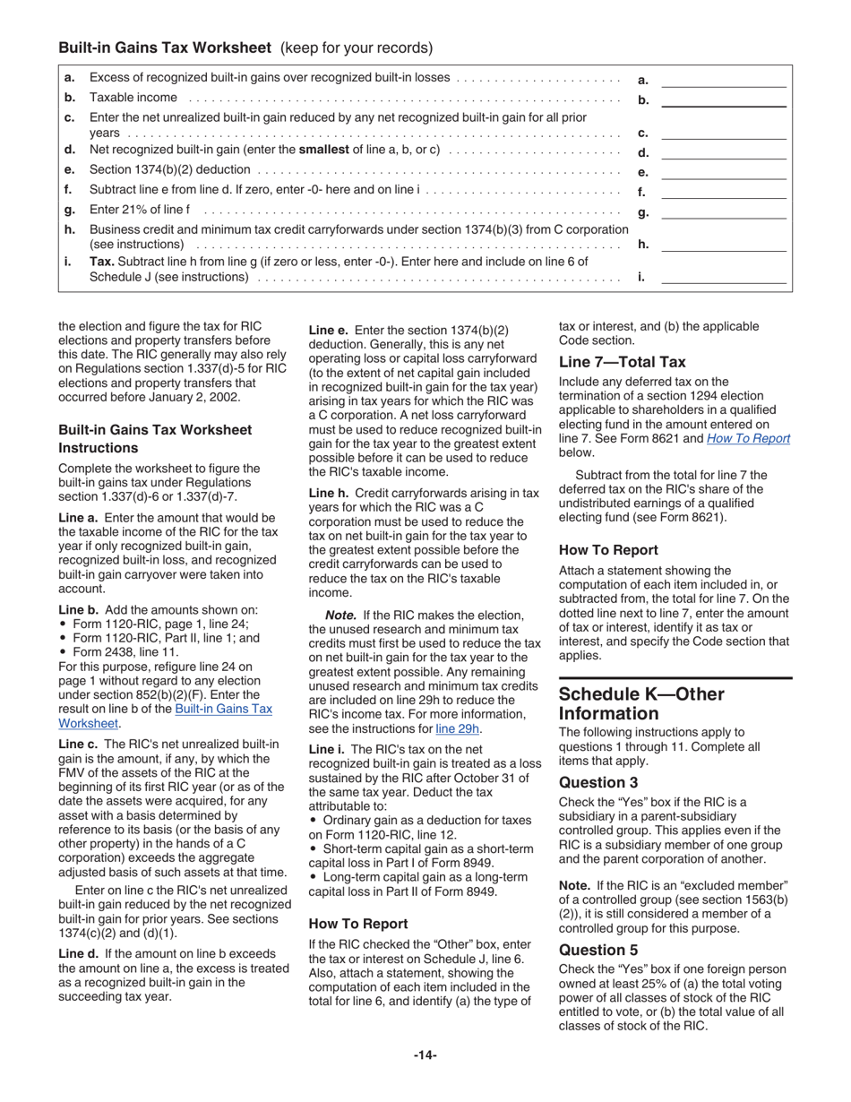 Instructions for IRS Form 1120-RIC U.S. Income Tax Return for Regulated Investment Companies, Page 14