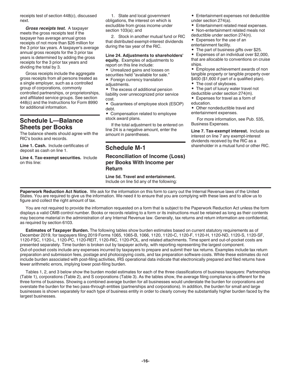 Instructions for IRS Form 1120-RIC U.S. Income Tax Return for Regulated Investment Companies, Page 16