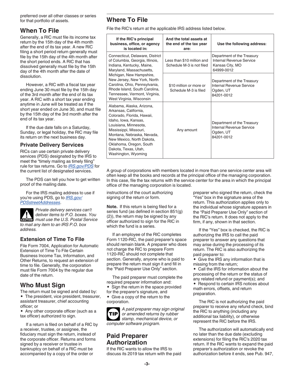 Instructions for IRS Form 1120-RIC U.S. Income Tax Return for Regulated Investment Companies, Page 3
