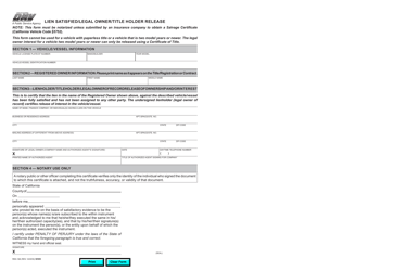 Document preview: Form REG166 Lien Satisfied/Legal Owner/Title Holder Release - California