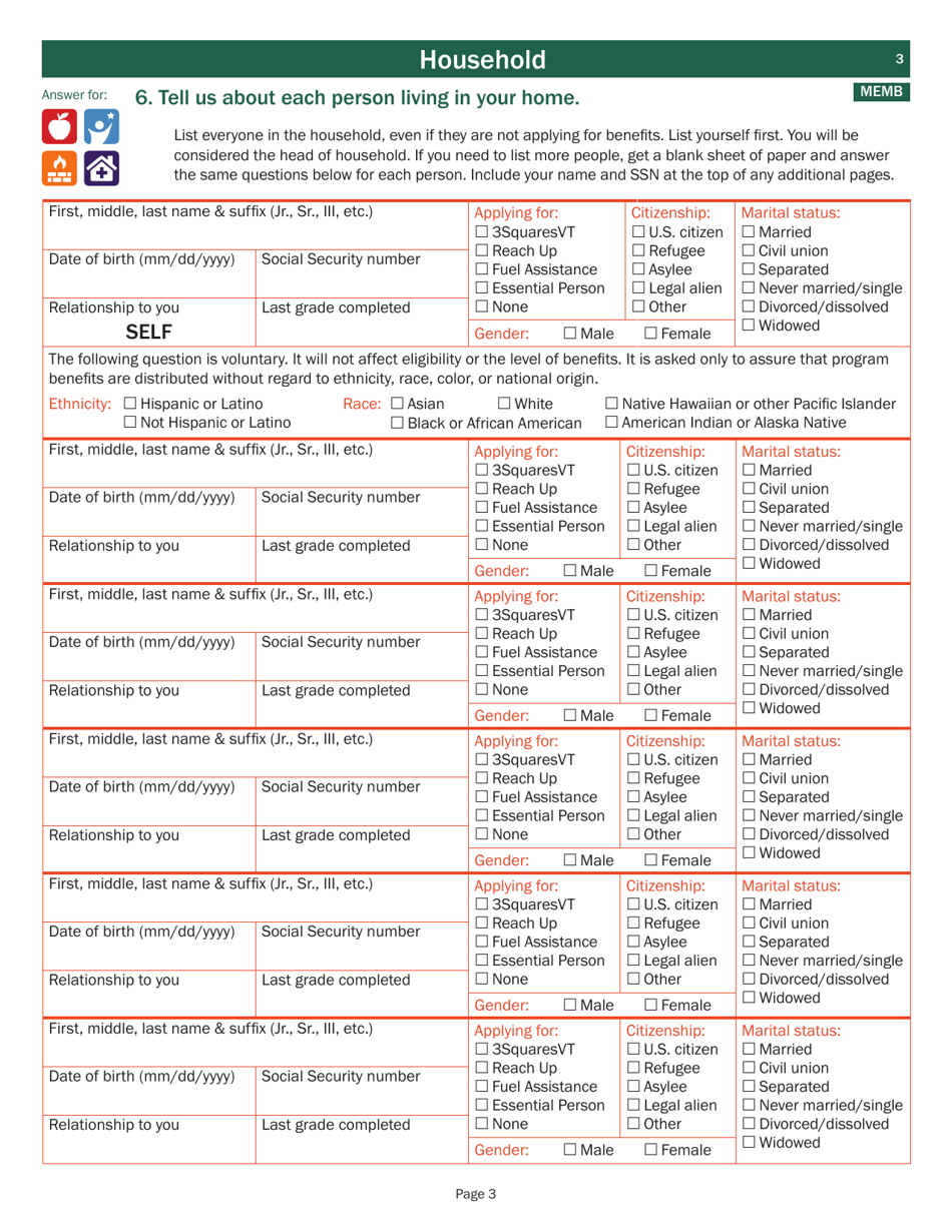 Form 202 Application for Benefits - Vermont, Page 5