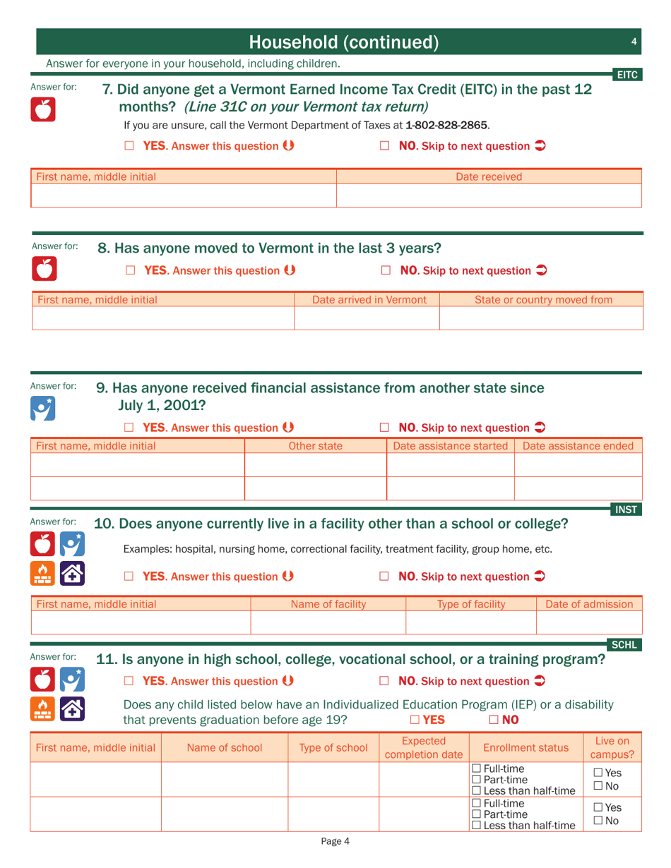 Form 202 Application for Benefits - Vermont, Page 6