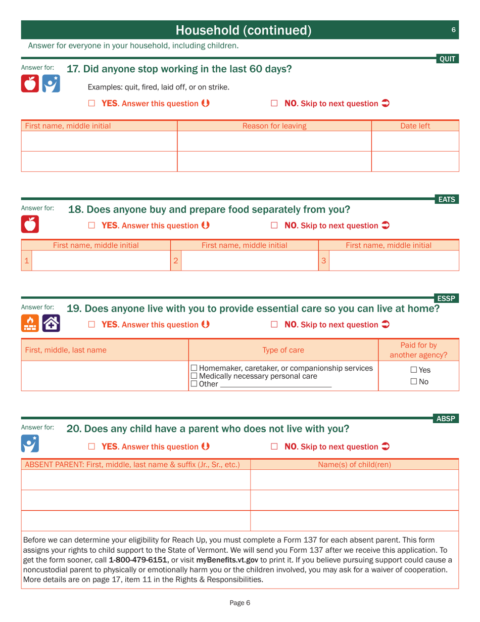 Form 202 Application for Benefits - Vermont, Page 8