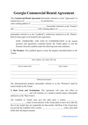 Document preview: Commercial Rental Agreement Template - Georgia (United States)