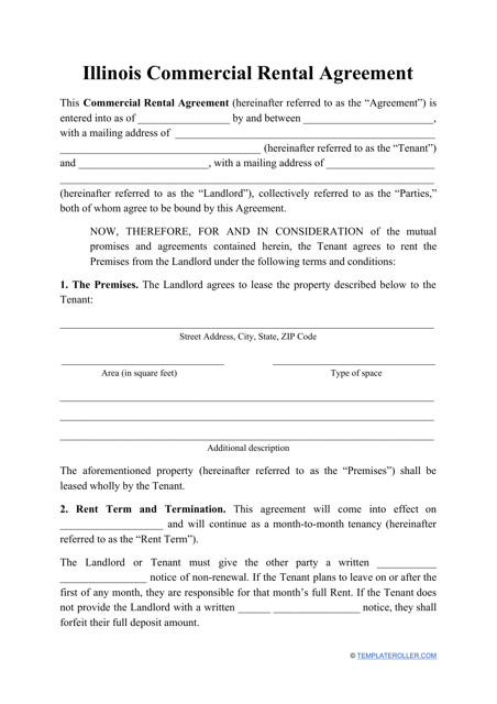 Commercial Rental Agreement Template - Illinois