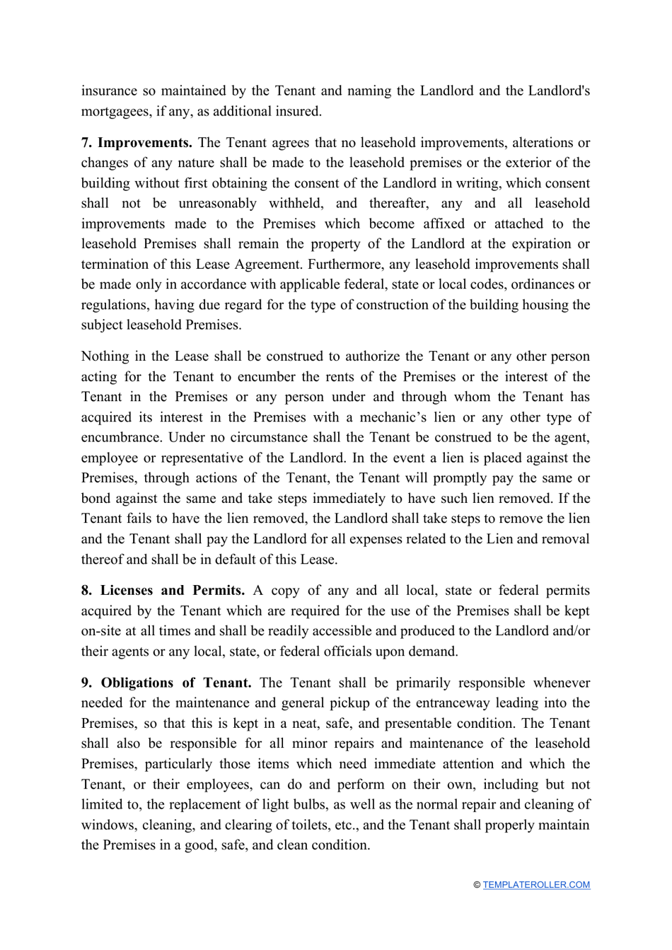 Commercial Rental Agreement Template - Indiana, Page 5