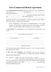 Document preview: Commercial Rental Agreement Template - Iowa