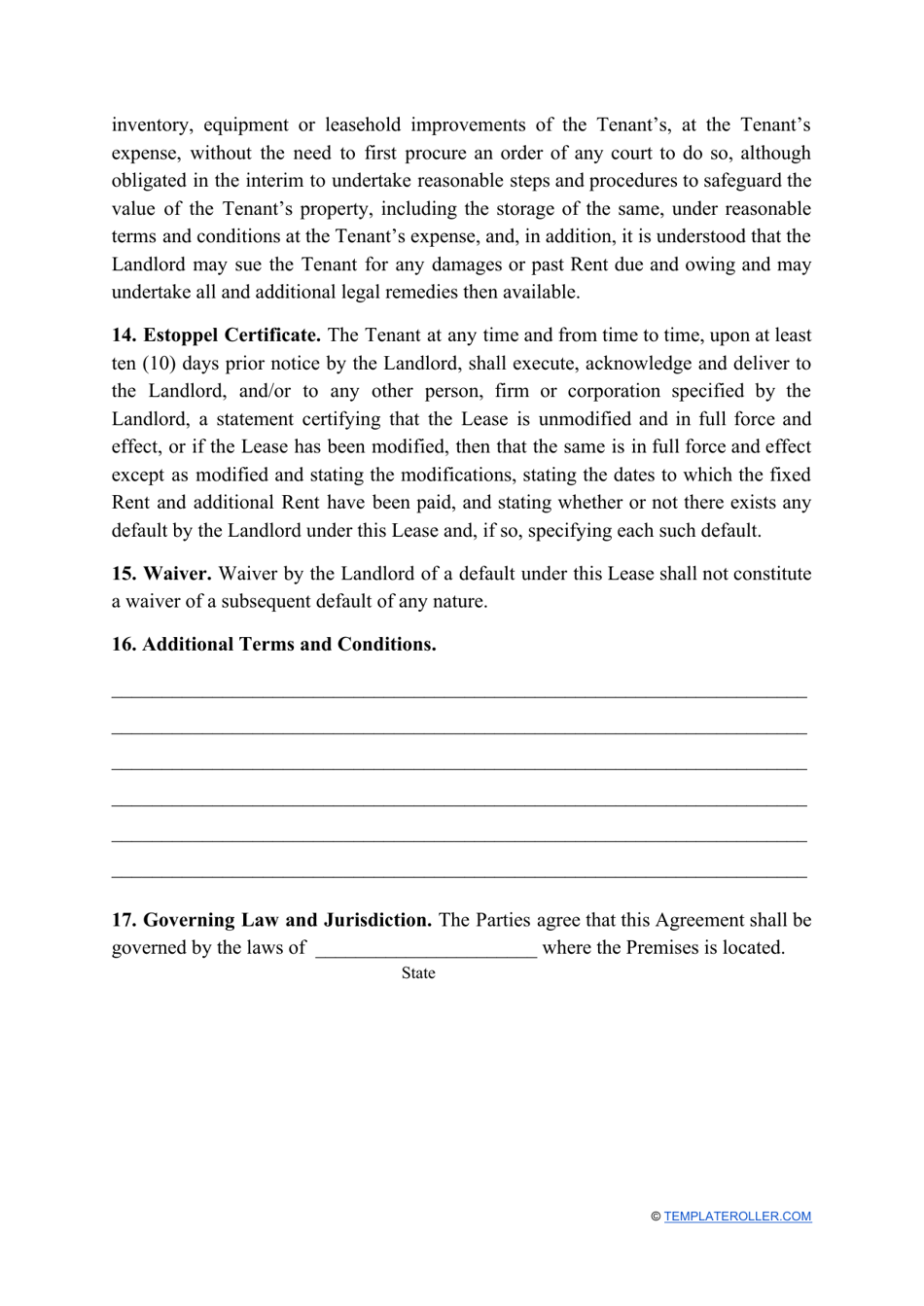 Commercial Rental Agreement Template - Massachusetts, Page 8