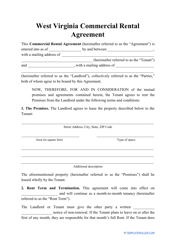 Document preview: Commercial Rental Agreement Template - West Virginia