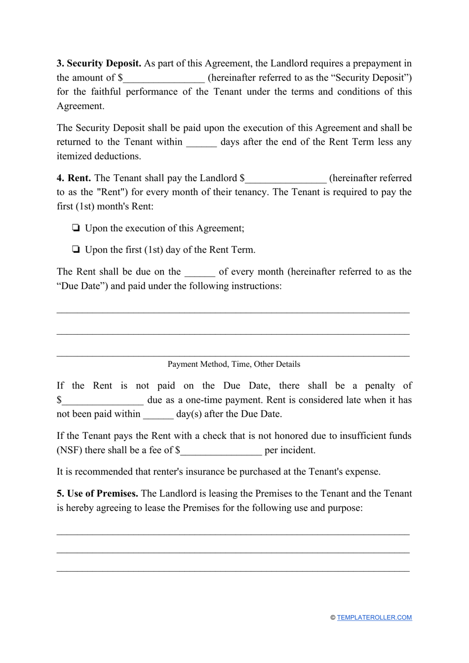 Commercial Rental Agreement Template - Texas, Page 2