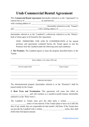 Document preview: Commercial Rental Agreement Template - Utah