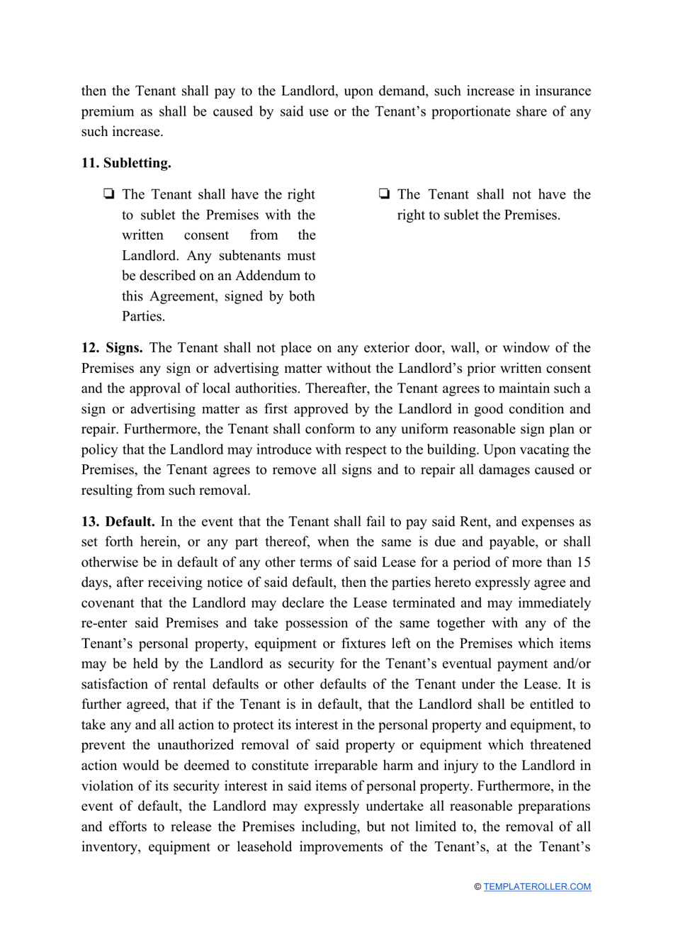 Commercial Rental Agreement Template - Pennsylvania, Page 7