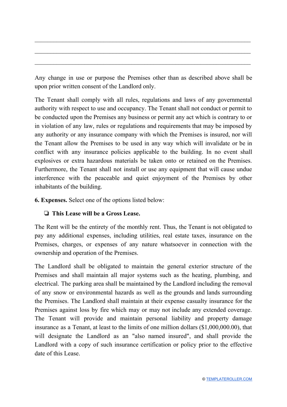 Commercial Rental Agreement Template - North Dakota, Page 3