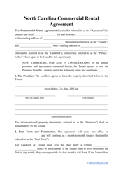 Commercial Rental Agreement Template - North Carolina
