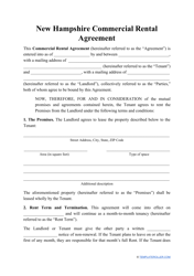 Document preview: Commercial Rental Agreement Template - New Hampshire
