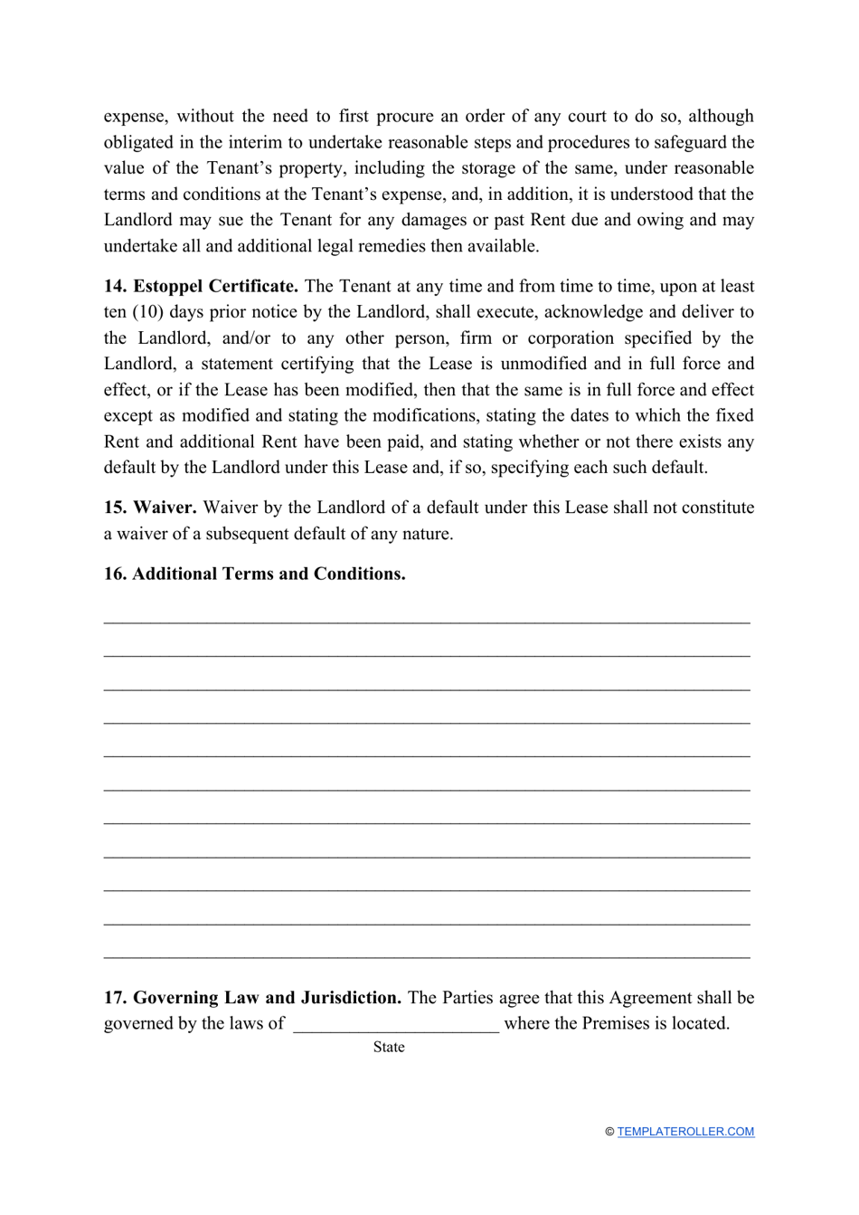 Commercial Rental Agreement Template - New Hampshire, Page 8