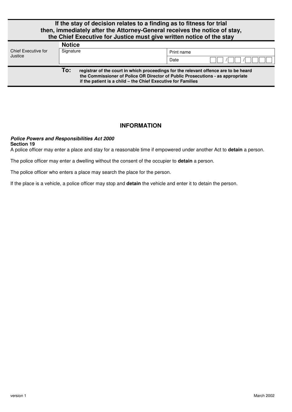 Form MHC.17 Stay of Decision of Mental Health Review Tribunal Pending Appeal - Queensland, Australia, Page 2