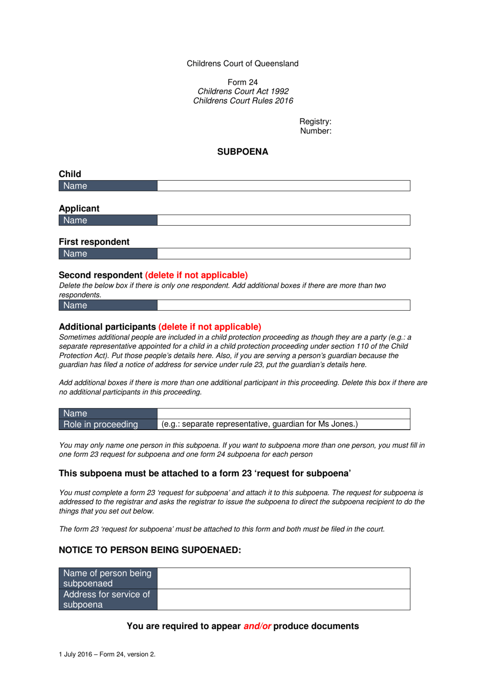 Form 24 Fill Out, Sign Online and Download Printable PDF, Queensland