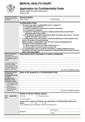 Form 32 Application for Confidentiality Order - Queensland, Australia