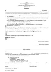 Document preview: Form 2 Summons - Queensland, Australia