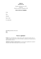 Document preview: Form 64 Non-contact Order - Queensland, Australia