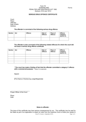 Form 78 &quot;Serious Drug Offence Certificate&quot; - Queensland, Australia