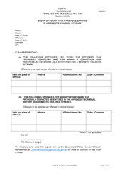 Document preview: Form 81 Order of Court That a Previous Offence Is a Domestic Violence Offence - Queensland, Australia