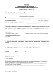 Form 8 &quot;Certificate of Suitability&quot; - Queensland, Australia