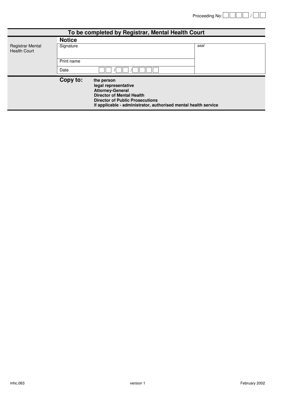 Form MHC.01 Reference of Persons Mental Condition to the Mental Health Court by Registrar of the Supreme or District Court - Queensland, Australia, Page 2