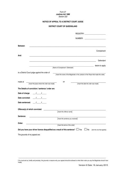 Form 27  Printable Pdf