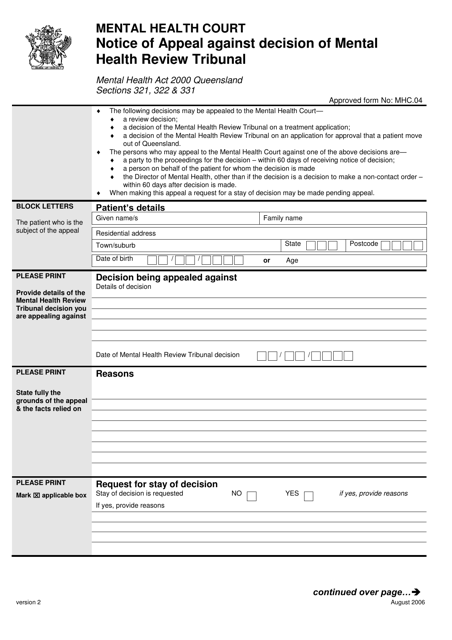 Form MHC.04  Printable Pdf