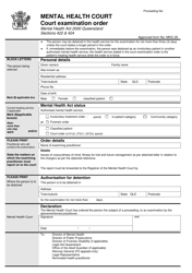 Document preview: Form MHC.05 Court Examination Order - Queensland, Australia