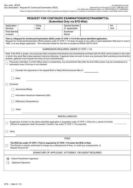 Form PTO/SB/30EFS  Printable Pdf