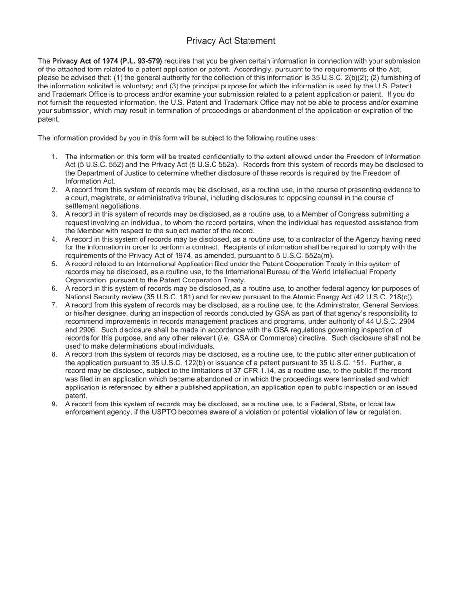 Form PTO / SB / 69 Authorization or Rescission of Authorization to Permit Access to Search Results by the European Patent Office (Epo), Page 2