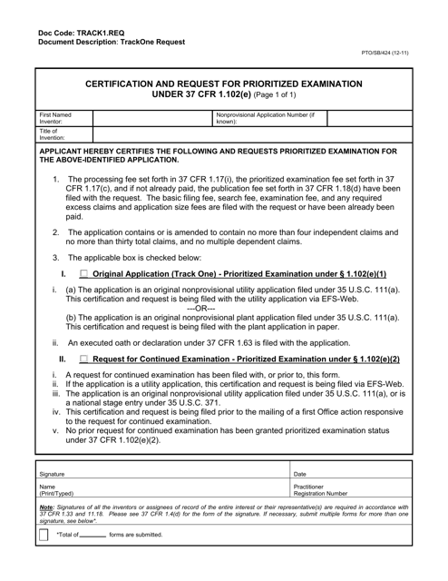 Form PTO/SB/424  Printable Pdf