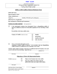 Document preview: QME Form 123 Qme or Ame Conflict of Interest Disclosure Form and Objection or Waiver - California