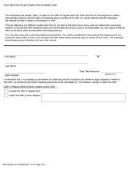 DWC-AD Form 10118 Notice of Offer of Regular Work for Injuries Occurring Between 1/1/05 - 12/31/12 - California, Page 3
