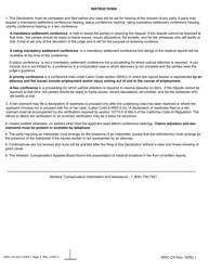 DWC-CA Form 10250.1 Declaration of Readiness to Proceed - California, Page 3