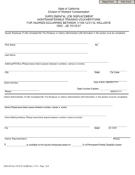 Form DWC-AD10133.57 Supplemental Job Displacement Nontransferable Training Voucher Form for Injuries Occurring Between 1/1/04-12/31/12, Inclusive - California