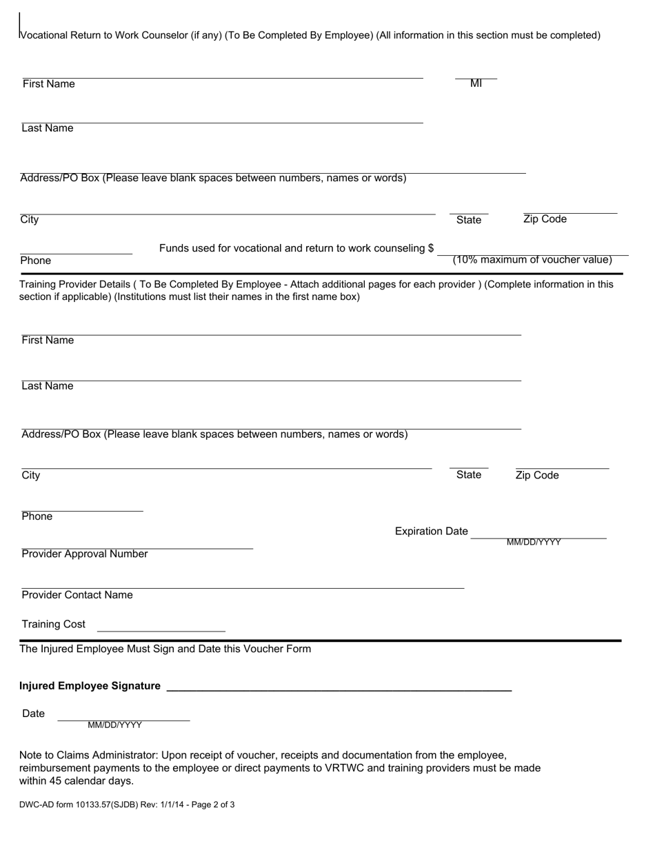 Form DWC-AD10133.57 - Fill Out, Sign Online and Download Fillable PDF ...