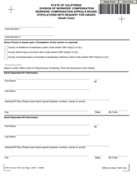 DWC-CA Form 10214(B) Stipulations With Request for Award (Death Case) - California